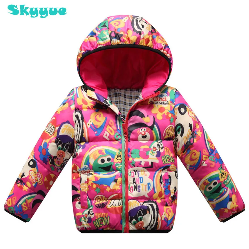 

Kids winter jacket colorful cartoon printed warm winter coats for boys warm cotton coat children