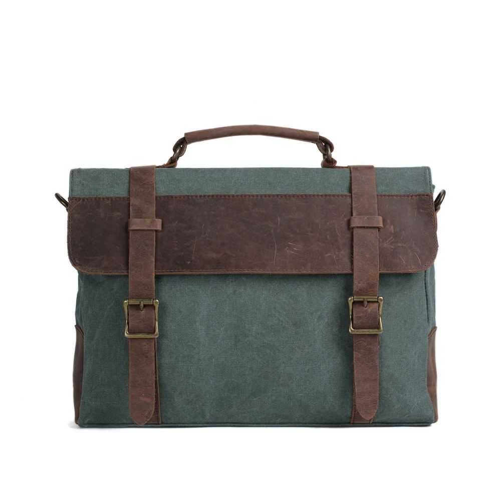 

Leather Canvas Briefcase Messenger Bag Crossbody Bag Canvas Laptop Bag 1870
