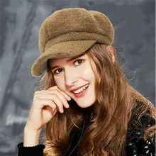 Британский стиль, восьмиугольная Женская кепка Newsboy, осенне-зимние теплые береты, модные однотонные плюшевые шапки