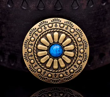 

Lot 10pc 30MM Antique Brass Tribal Flower Engraved Turquoise Saddle Concho For Bag Belt Leathercraft Screwback