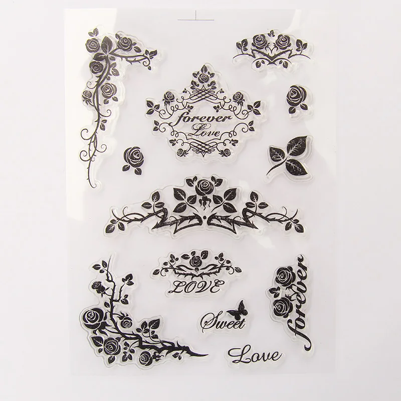 

vintage vines roses transparent silicone clear stamp for scrapbooking DIYcraft decoration soft stamp kids stationery