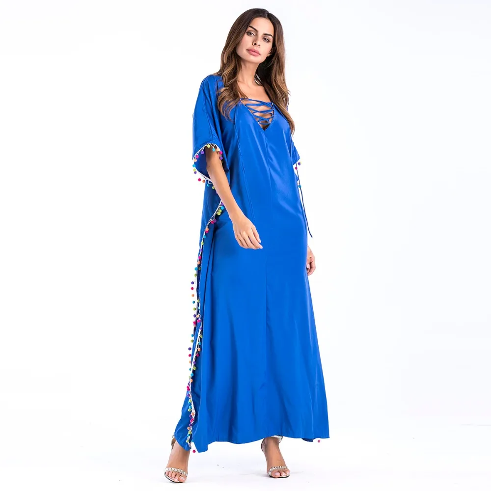 womens ankle dress one-piece mix beach black loose long bohemian casual fashion vestido plus size