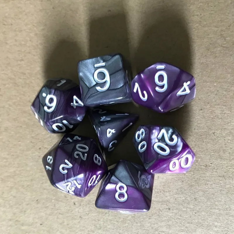 1 комплект из 7 кубика D4 D6 D8 D10 D12 D20 для Подземелья и Драконы кости dados rpg двухцветная многогранный