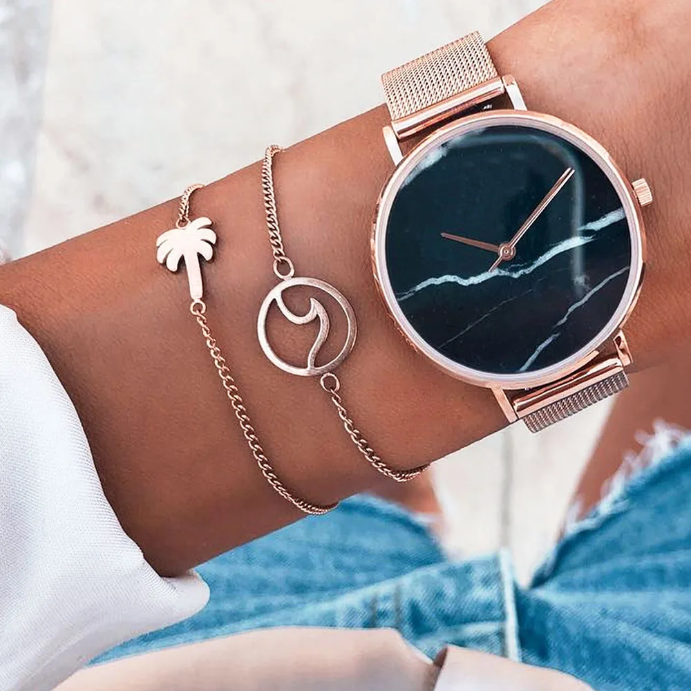 

FAMSHIN Bohemian Beach Wave Coconut Tree Chain Bracelet & Bangle Multilayer Pendant Bracelet Set Women Fashion Christmas Jewelry