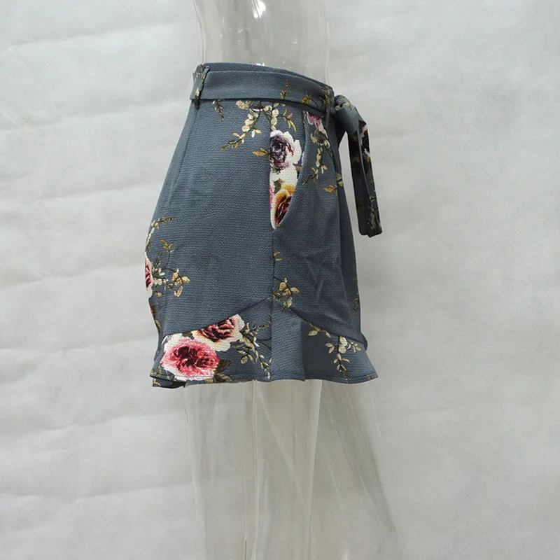Laamei 2019 весенне-летняя модная шифоновая Женская повязка с высокой талией короткие брюки ветряные ноги Femme Boho повседневные Цветочные пляжные