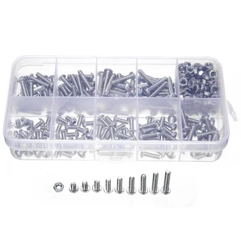 

340pcs Stainless Steel M3 A2 Hex Screw Kit Assortment Nuts Bolt Cap Socket Set 125x65x22mm with Case