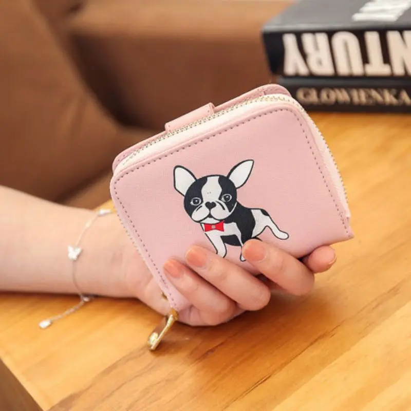 Новые женские кошельки для девочек,, ПУ кошелек, карты, деньги, модные женские короткие, с принтом щенка, мультипликационные монеты, мульти-клатч для карт