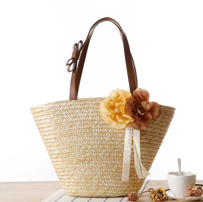 candy color summer beach bag holiday straw beach bag casual flower big