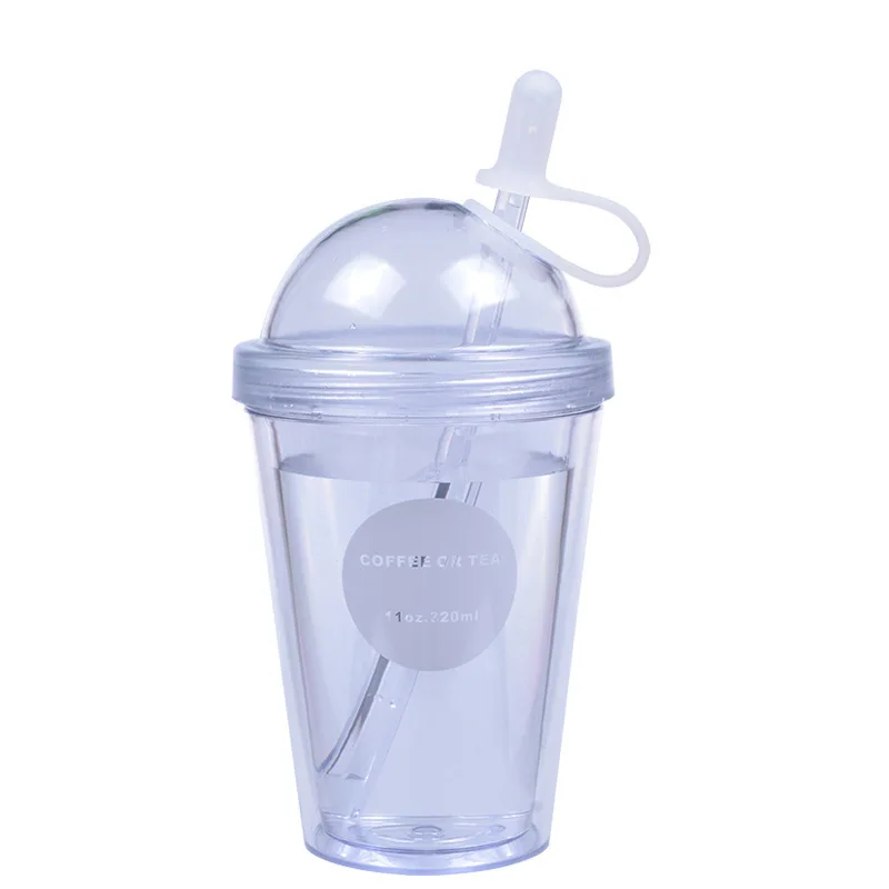 

Plastic Coffee Cups with Lids And Straws For Iced Coffee Juice Bubble Boba Smoothie Soda Cocktail Party and Tea 320ml