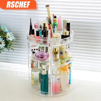 

RSCHEF Cosmetic storage box Transparent acrylic rotating shelves Desktop skin care products Dresser storage Lipstick finishing