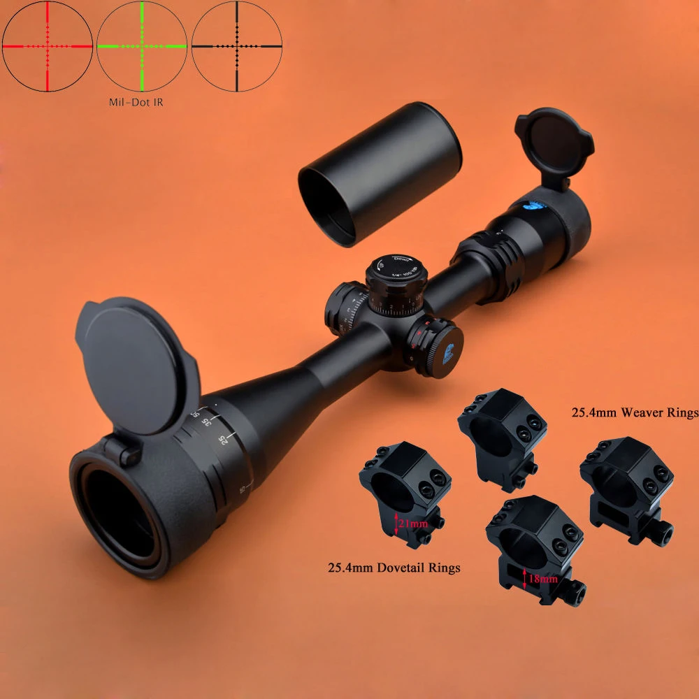 

Eagle Eye Riflescope 3-12x40 AO R/G Turrets With Lock Reset Mil Dot Scope W/2 Kinds of Mounts Huning Rifle Scope