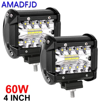 

4" 60W LED Work Light 12V Led Beams Led Bar Car Off road 4x4 Flood Spot Light Accessories For SUV 4WD ATV offroad Lamp