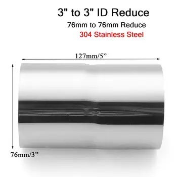 

76mm Car Exhaust Reducer Connector Pipe Tube 3" Exhaust Pipe Connector Adapter Stainless Steel