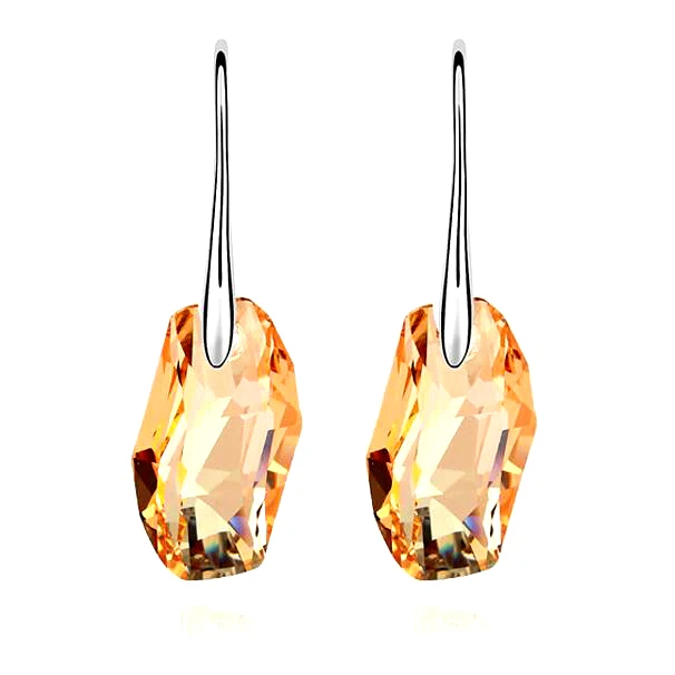 Женские длинные серьги капли с австрийскими кристаллами Swarovski цвет белый золотой