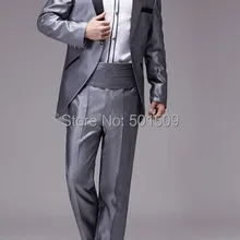 Мужской серебряный смокинг пиджак и брюки костюмы костюм сценический костюм/костюм на выход