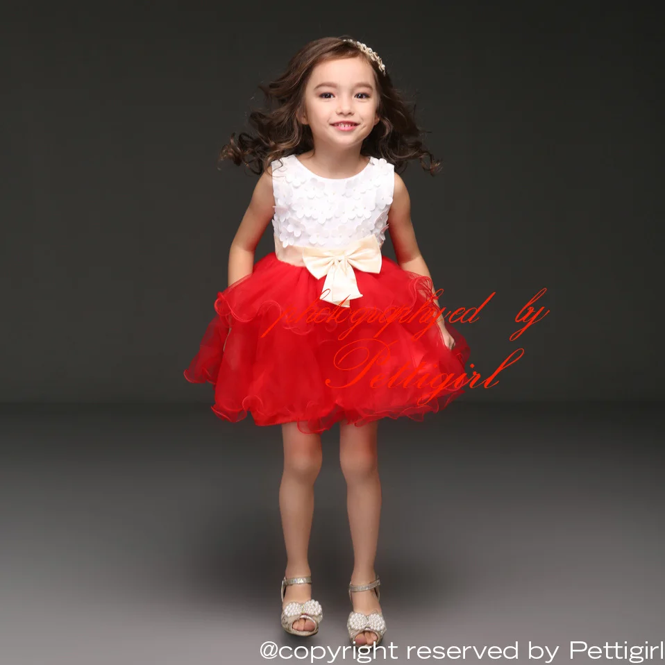 2016 Retail Formal Dresses Red Party Kids Dress Baby Girls Kids Costume