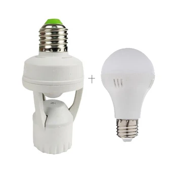 

220V-240V 60W PIR Induction Infrared Motion Sensor E27 LED lamp Base Holder With light Control Switch Give light bulb sensor