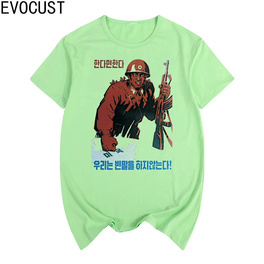 

PROPAGANDA DPRK North Korea Posters T-shirt Top Lycra Cotton Men T shirt New Design High Quality Digital Inkjet Printing