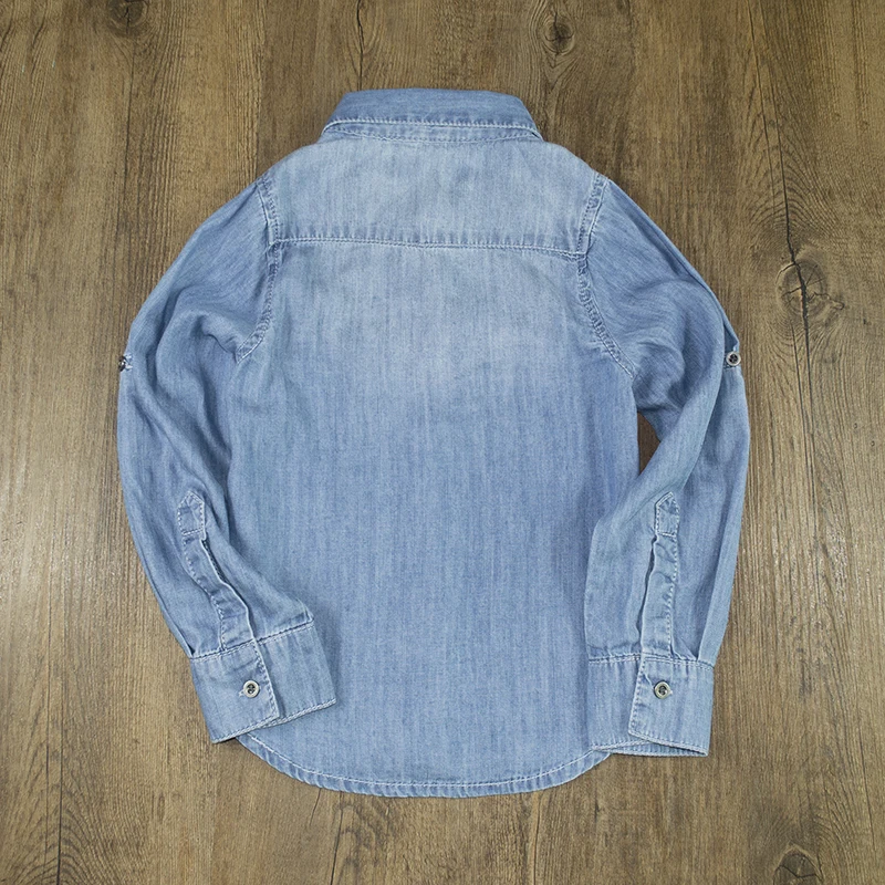 5New Year Boys Denim Shirts Blouse Kids Jeans Tops Long Sleeve Cowboy Cotton Pocket