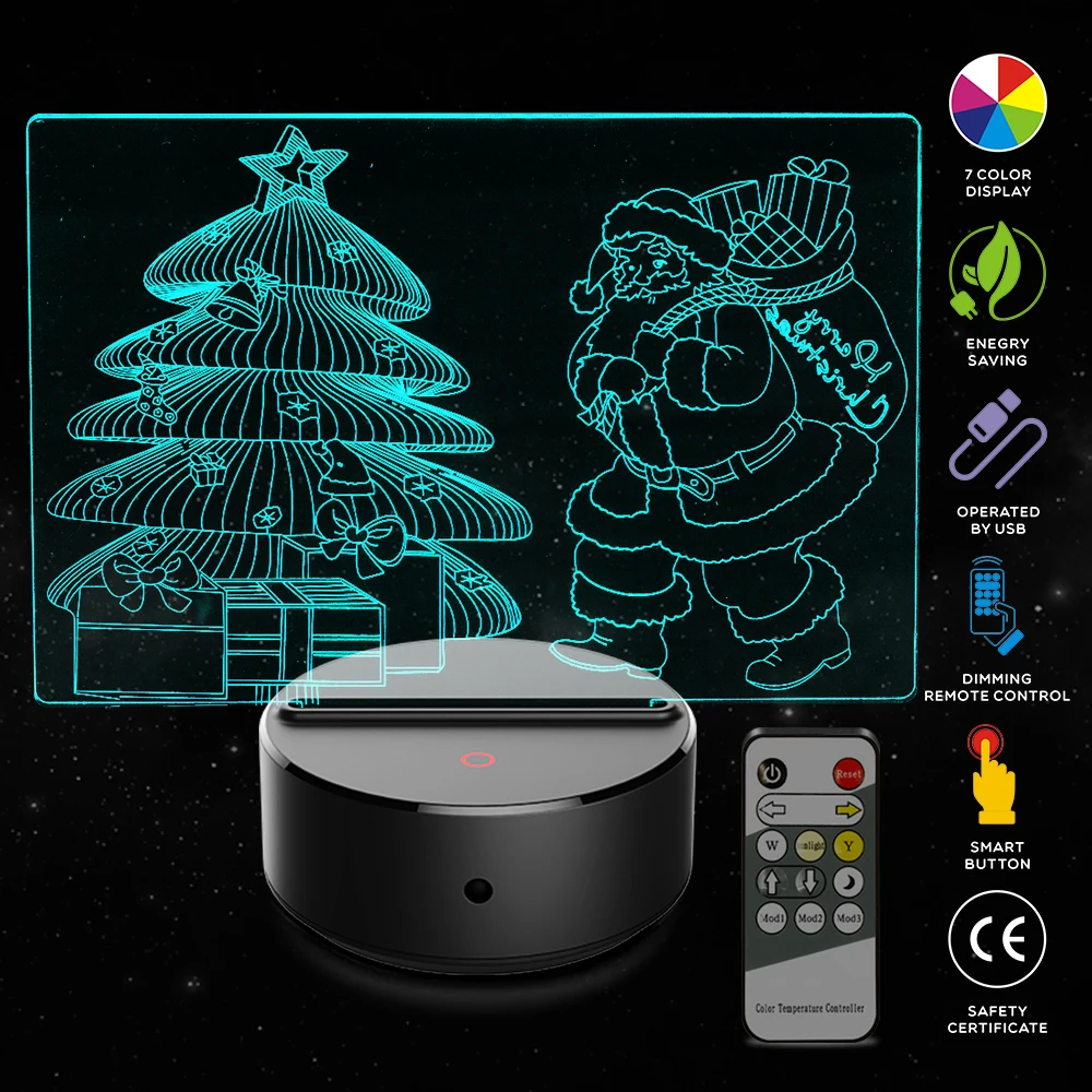 New Santa Claus Christmas Tree 3D LED USB Lamp Romantic Decorative Colorful Night Light Girlfriend Mother's Christmas Gift New Santa Claus Christmas Tree 3D LED USB Lamp Romantic Decorative Colorful Night Light Girlfriend Mother's Christmas Gift
