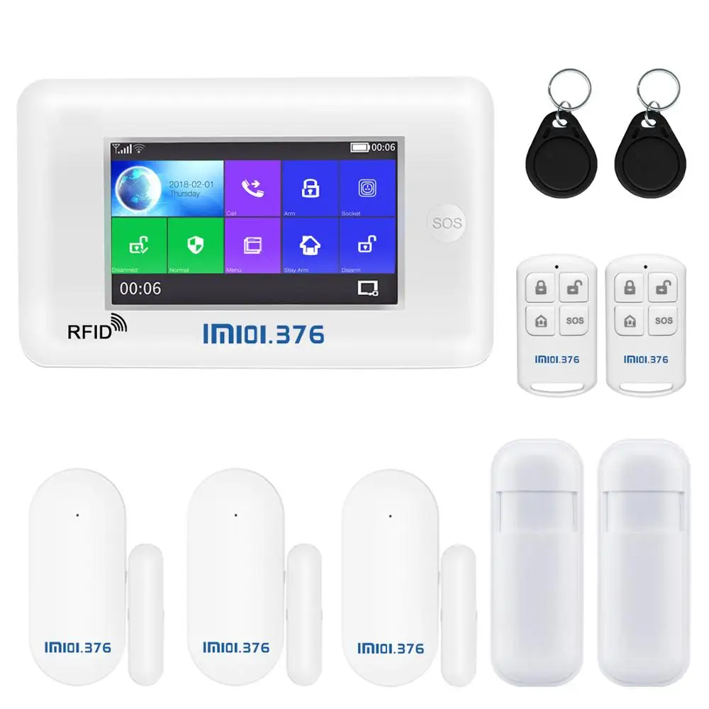 LM101.376 Wireless Home GSM WiFi Security Alarm System DIY Kit APP Control With Auto Dial Motion Detector Sensor Burglar alarm - Цвет: LM Kit B