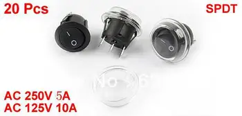 

20 PCS X AC 250V/5A 125V/10A SPDT on/on Panel Mount Round Rocker Boat Switch + Waterproof Covers