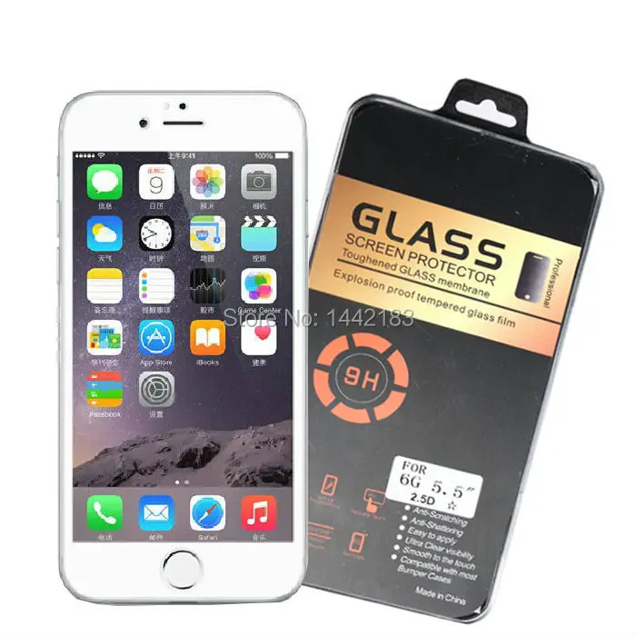 0.3mm 9HD Curved 2.5D Screen Protector For iPhone 6 Plus Tempered Glass Guard Film for i Phone6 plus i6 +package | Мобильные