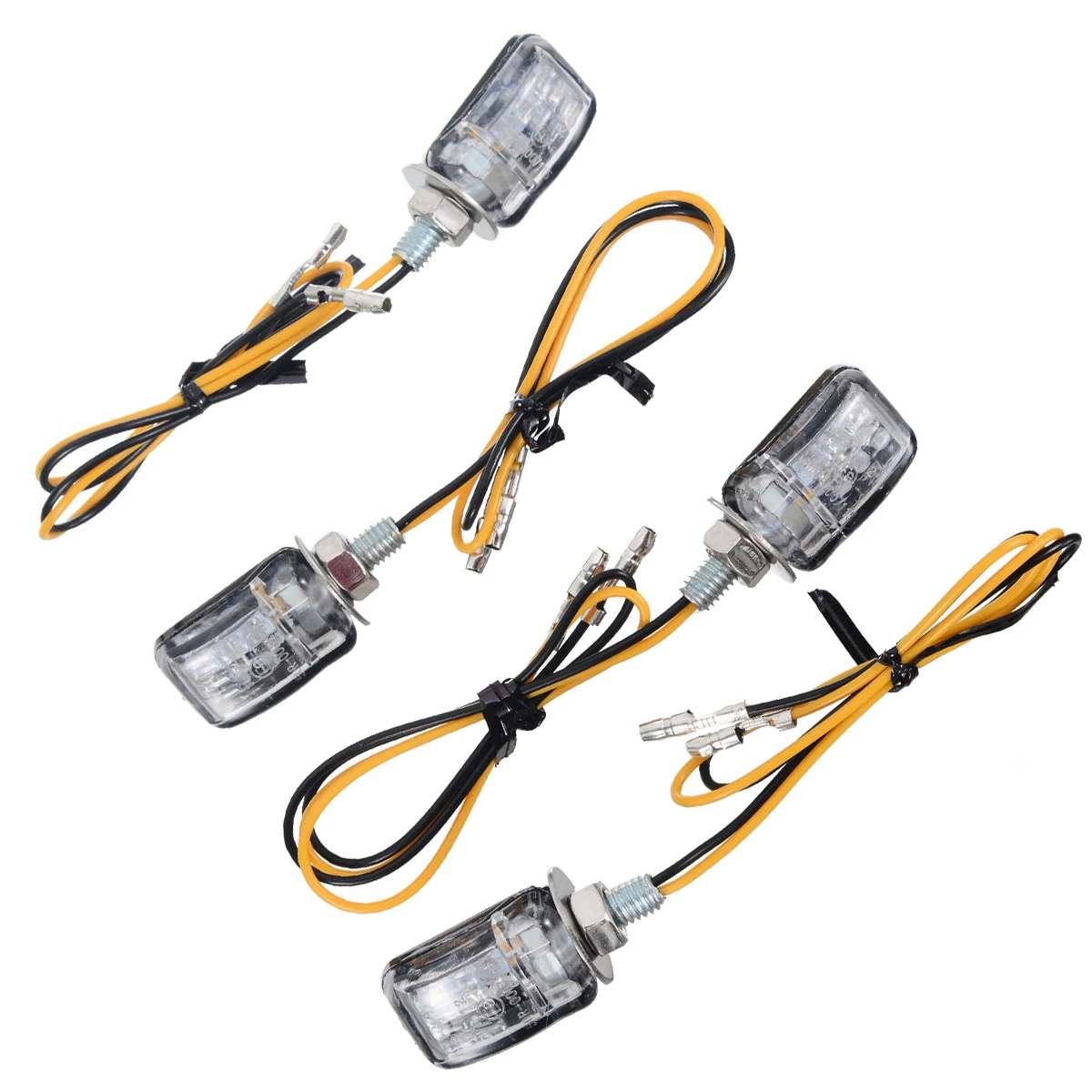 4pcs 12V Amber LED Motorcycle Dirt Bike Turn Signal Light  Mini Blinker Indicator Small Rectangular Lamp 2 wires For Honda
