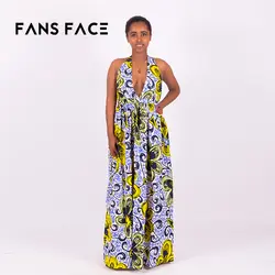 Вентиляторы лицо 2018 Макси платье без рукавов в африканском стиле пикантные Большие размеры женские платья хлопчатобумажная ткань