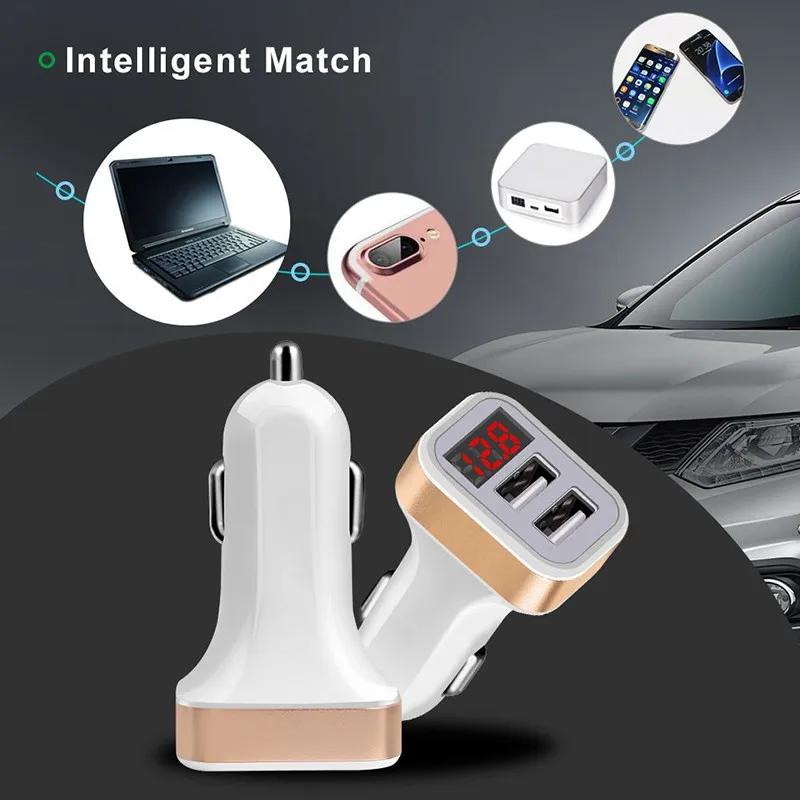 LCD Dual USB Car Charger For Samsung Galaxy Note 9 8 5 S9+ S9 S8 Plus S8+ S7 Edge S6 S5 A8 A6 Smart 5V 2.1A Adapter Charge Cable (9)