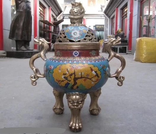 bir 003867 Regius Palace 100% Pure Bronze Statue cloisonne Dragon Buddhism incense burner Censer | Дом и сад