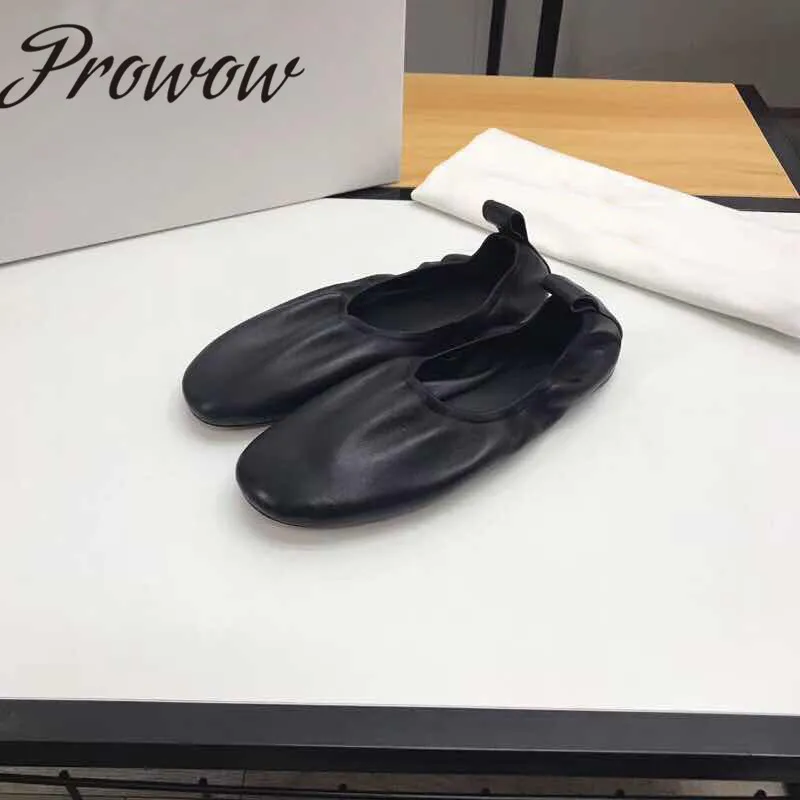 

Prowow New Brand Soft Genuine Leather Slip On Casual Shoes Round Toe Comfortable Loafers Shoes Women