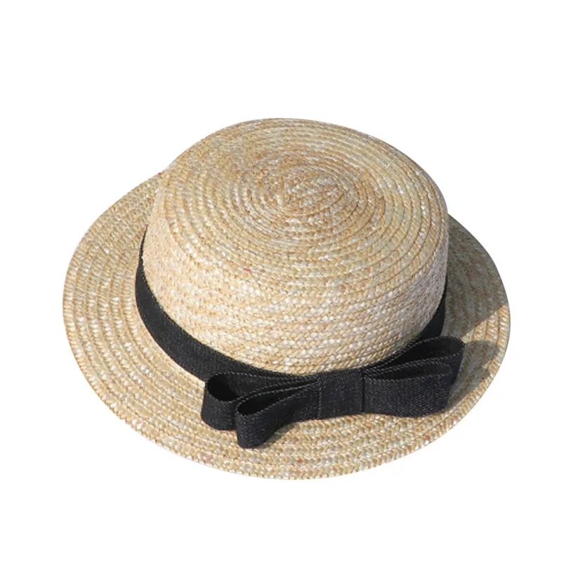 Пляжные кепки летние для родителей и детей, для маленьких девочек, Пляжная соломенная Кепка с плоским козырьком, дорожный солнцезащитный крем для отдыха, шляпа#2p23 - Цвет: C