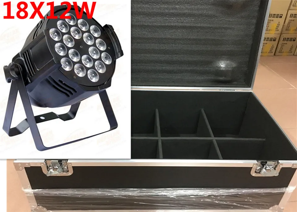 8 шт. 18x12 Вт LED Par огни с 1 футляром для полета Led свет RGBW 4в1 Роскошные DMX 6/8 каналы