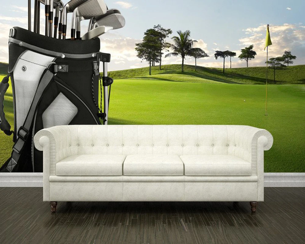 

3D modern wallpaper, Golf equipment on green, natural landscape mural for living room bedroom sofa background wall vinyl wallpap