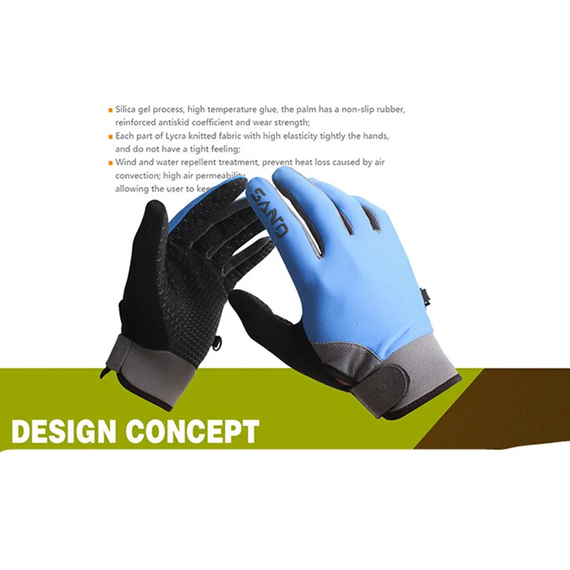 FuLang Cycling font b Gloves b font Fast drying colloidal particles full Finger for summer thicken