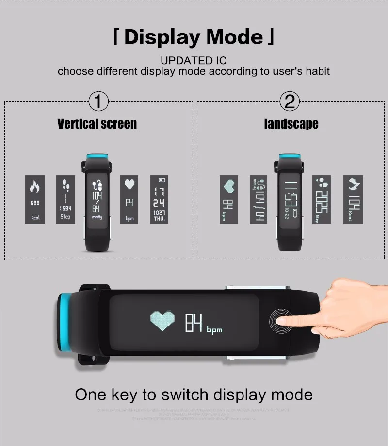 Новое поступление IP67 Водонепроницаемый OLED Дисплей умный Браслет Фитнес браслет с сердечного ритма monitortouch Кнопка измерять кровяное давление