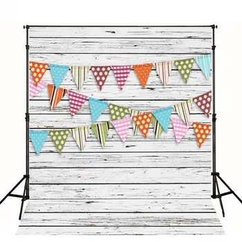 

Colorful Flag White Natural Real Hard Wood backdrop Vinyl cloth High quality Computer print party Photography Backgrounds