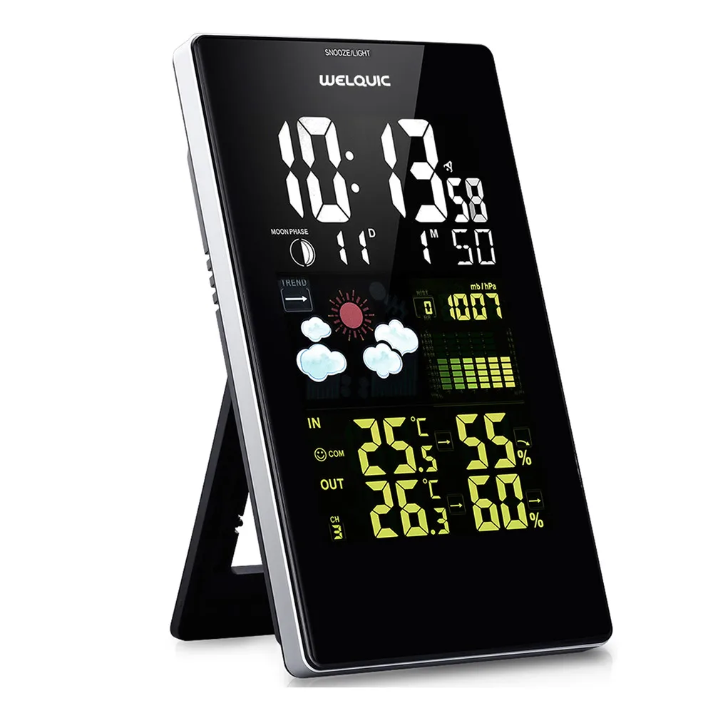 Wireless Color Weather Station EU US UK Plug Weather Forecaster In Outdoor Temperature Humidity Alarm Snooze Function10
