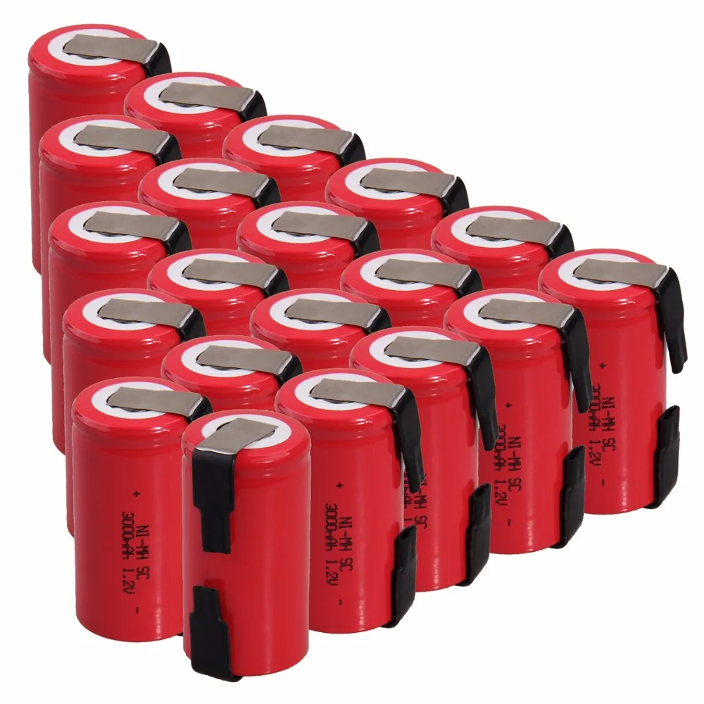

20 pcs SC 3000mah 1.2v battery NIMH rechargeable batteries for electric screwdriver electric drill 4.25cm*2.2cm for power tools