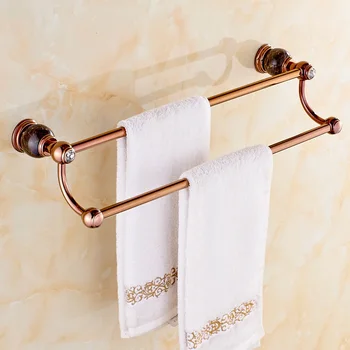 

Jade Pendant Bathroom Towel Rack Copper Towel Bar Rose Hold Bathroom Towel Rack European Marble Double Rod