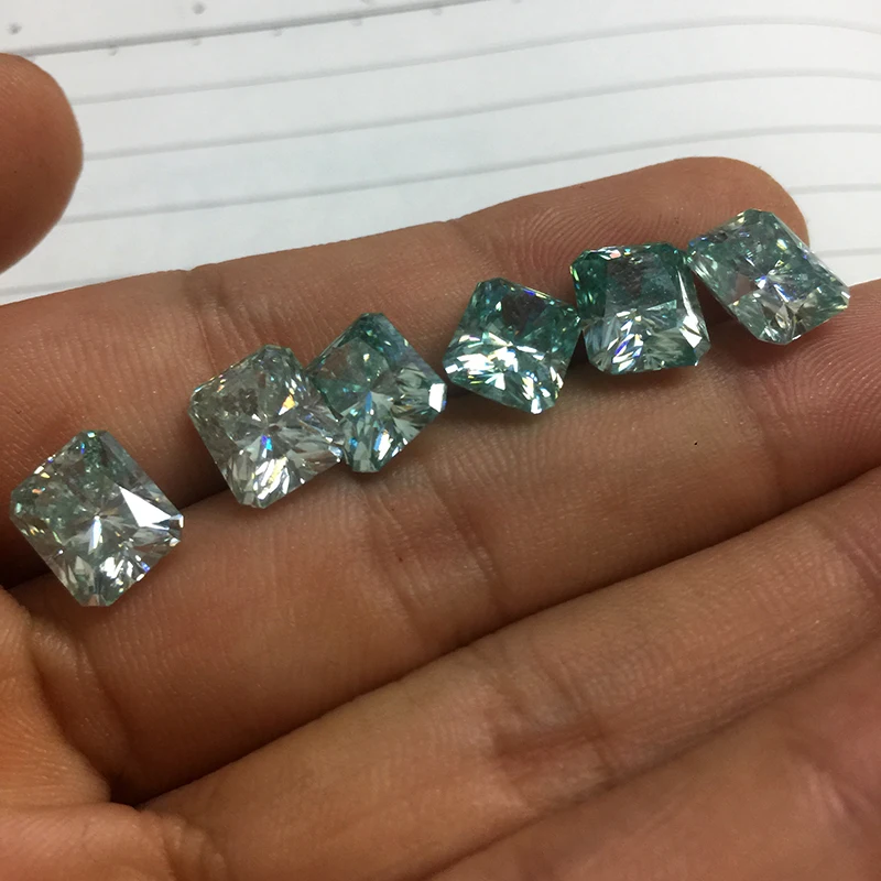 

Moissanite Radiant 3.5ct 8x10mm Green VVS1 Laboratory Diamond Gem Loose Stone DIY Charms Jewelry Making Girlfriend Women Gift