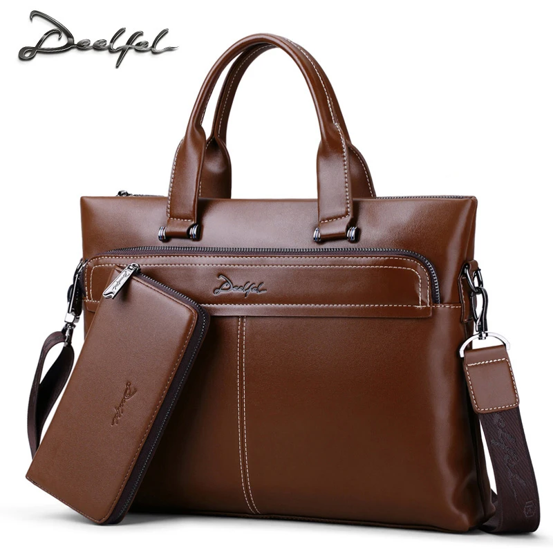 

Simple Famous Brand Business Men Briefcase Luxury PU Leather Laptop Bag Man Shoulder Bag Office Bags For Men Tote Bags Male