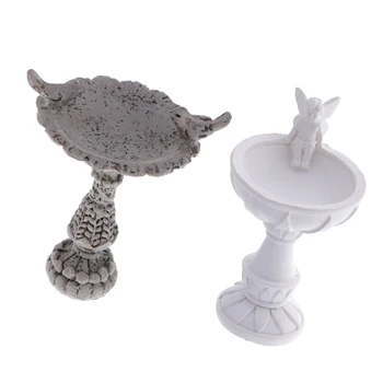 

MagiDeal 2pcs 1:12 Dollhouse Miniature Bird Bath Fountain Garden Accessories