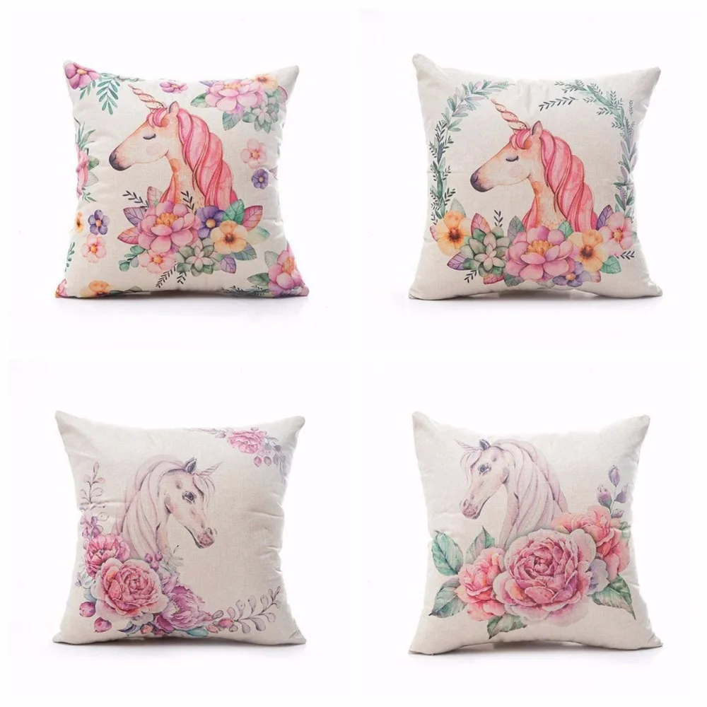 Oriwoo 45x45 см Единорог День Рождения Вечеринка Babyshower наволочка единорог украшение