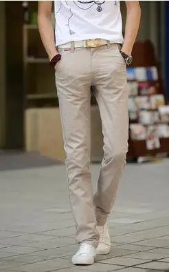 Новые мужские модные летние корейские узкие прямые льняные хлопковые тонкие деловые брюки мужские повседневные брюки импортная одежда - Цвет: khaki