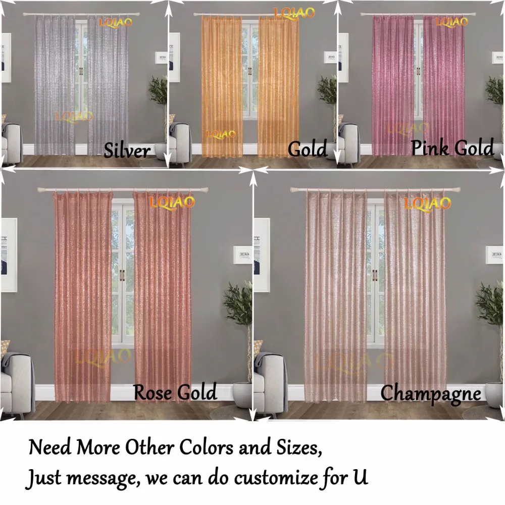 Lqiao Sequin Curtain Backdrop 60x250cm Shimmer Rose Gold
