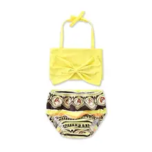 2 шт. одежда для маленьких девочек детский купальник для девочек купальный костюм танкини комплект бикини купальники с высокой талией