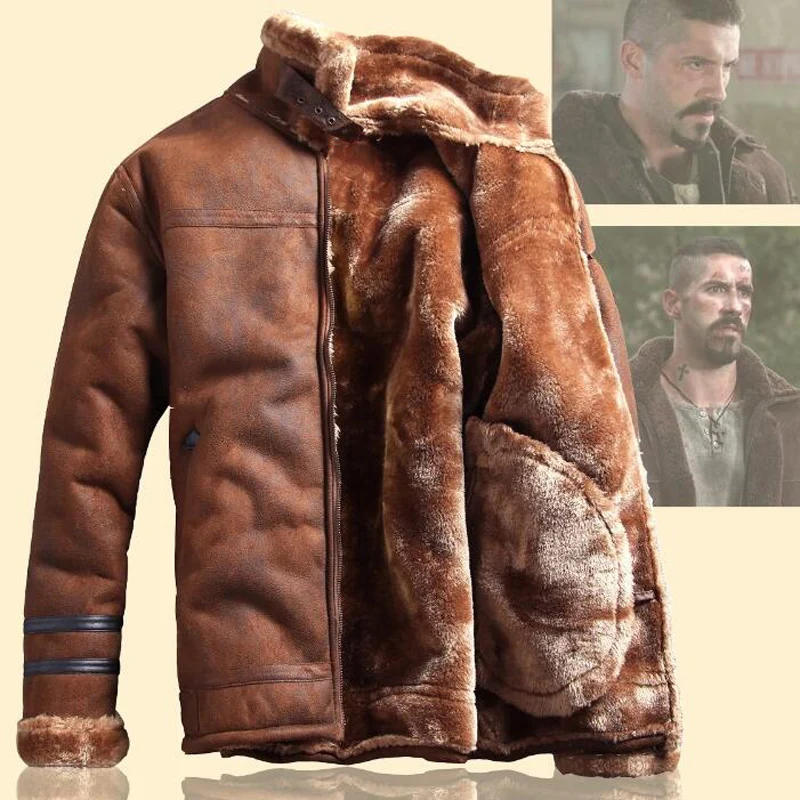 Русская стильная зимняя мужская меховая куртка из искусственной кожи Повседневная модная мужская одежда из искусственного меха меховые кожаные куртки бархатное пальто