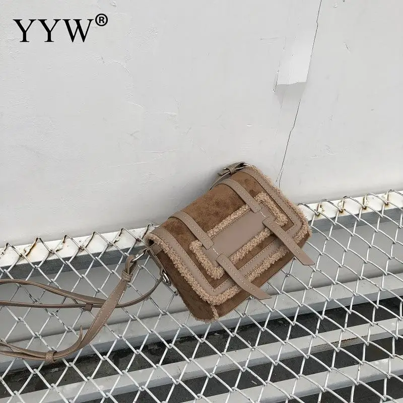 Мода женские Сумки Sac A основной сумки через плечо Новые флисовые дизайнерские сумки черные Хаки из лоскутов из искусственной кожи Bolsos Mujer хит